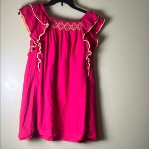 POLO RALPH LAUREN BOHO romantic baby doll, Pink ,Ruffled Dress , Embroidered .